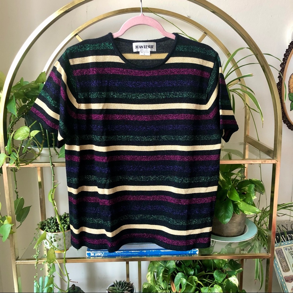 Vintage Sparkle Striped Sweater Top